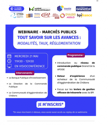 Webinaire marche public  "Tout savoir sur les avances de trésorerie" 21 mai 2025 11H30